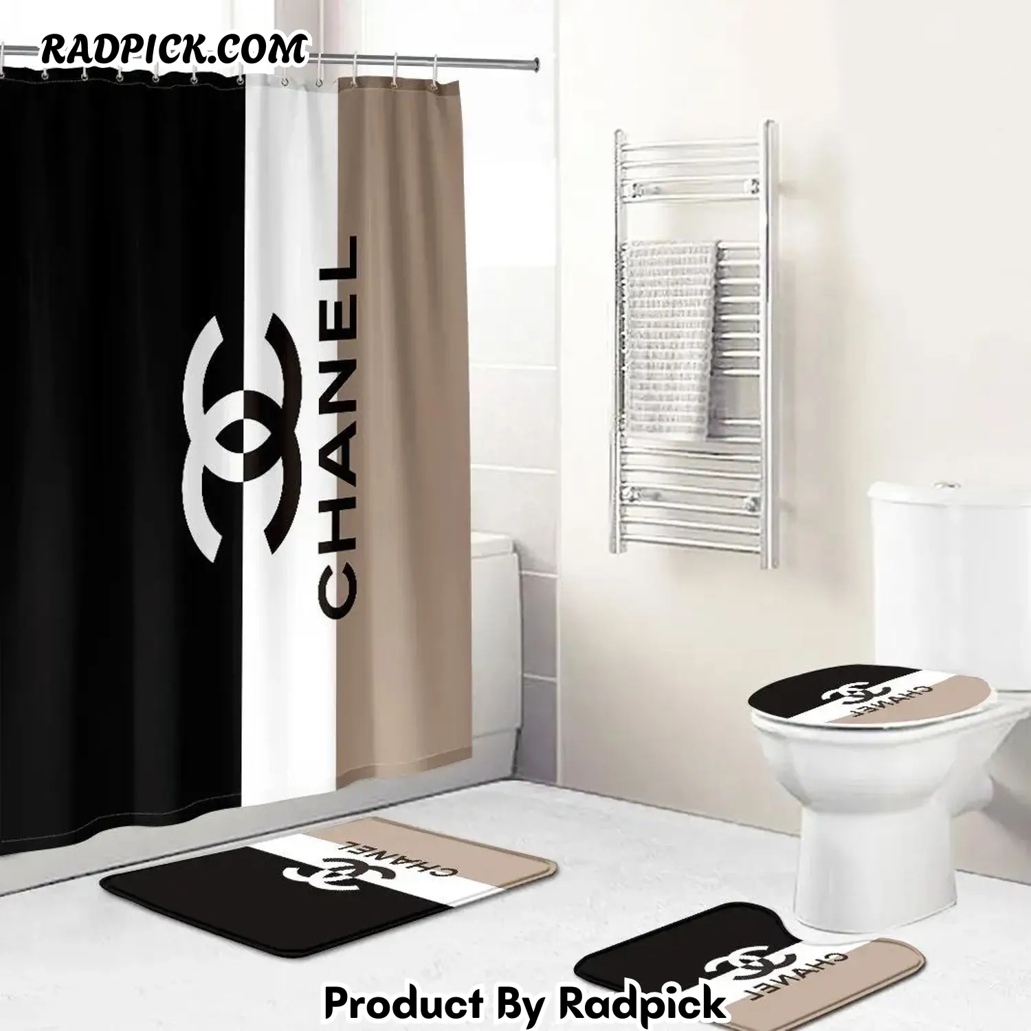 Chanel shower curtain black and white beige luxury bathroom set 16 bathroom set rp3871162.png